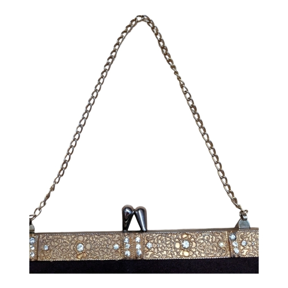La Parisienne Purse Clutch Evening Bag Retro 50s Brown Gold - Picture 3 of 8